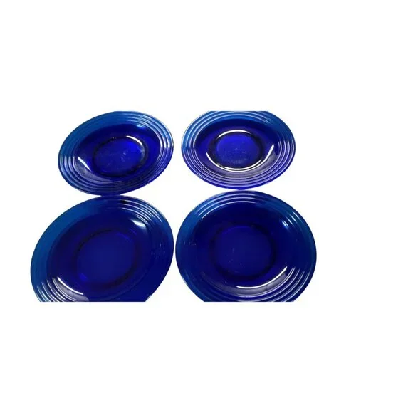 Cobalt Blue 8" Glass Side Plates Lot of 4 - Picture 3 of 3